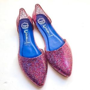 Jeffrey Campbell Pink Glitter Jelly Flats